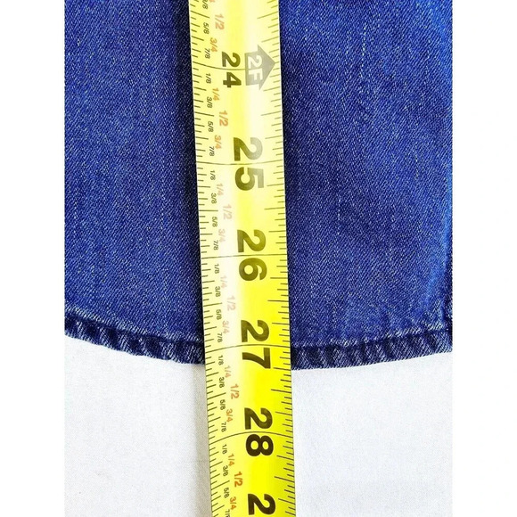 H&M Size XS Men's Blue Denim Button Down Long Sleeve Cotton Pocket Shirt - Picture 7 of 9